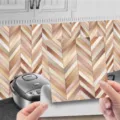 Self-adhesive herringbone wood grain tile sticker removable retro wall sticker decor - WDT008