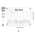 Clear acrylic weekly planner board with mounting hardware and dry erase marker for office home. - TYU032L / Includes 4 Nails and 1 Whiteboard Marker