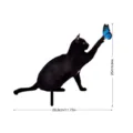 Piquet de jardin chat noir et papillon décoration extérieure en métal pour pelouse. - YKLU082