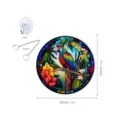 Stained glass parrot wall hanging 30cm round decorative panel with hook and chain for home - Size L