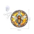 Stained glass bee wall hanging decor with chain and hook, 20cm round decorative window panel. - With Iron Chain And Suction Cup Hook / TYU126 Size S