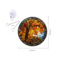 Details des 20cm runden Buntglas-Herbstbaum-Fensterbehangs mit Haken- und Kettenzubehörteilen. - Größe S