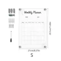 Transparent acrylic monthly planner dry erase calendar board set with hanging hardware and pen. - TYU039S Vertical Board / With 4 Standoffs & 1 Whiteboard Marker (Bubble Bag)