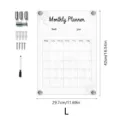 Clear acrylic monthly planner wall calendar board with dry erase marker and mounting hardware. - TYU039L Vertical Board / Includes 4 Nails and 1 Whiteboard Marker
