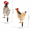 Decorative chicken yard stakes with dimensions, set of two waterproof outdoor garden art pieces. - Style AB Set