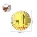 Round acrylic wall decorative mirror sticker with hollow dash pattern design, 30cm diameter. - JM1130 / Gold