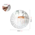 Detail view of 30cm round acrylic wood wall mirror sticker with 0.7cm thickness display. - JM1130 / Silver