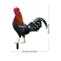 Vue détaillée du piquet de jardin coq 3D avec dimensions 33x26.5cm pour décoration extérieure. - YKLU089