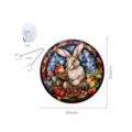 Stained glass Easter bunny acrylic hanging sign with hook and chain, 20cm round decor. - TYU236 Size S
