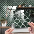 Αυτοκόλλητο πλακιδίων 3D πράσινο μάρμαρο λέπι ψαριού κρυστάλλινη μεμβράνη τοίχου - DJ-036
