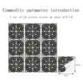Detail view showing 10x10cm waterproof self-adhesive black tile sticker set specifications. - Bright Film 10x10cm 10 Pieces Pack