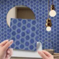 Blue hexagonal mosaic tile sticker self-adhesive PVC wall sticker for home decor DIY. - MSC153 / Glossy Film 15x15cm 10pcs