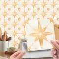 Self-adhesive PVC mosaic tile sticker with golden star pattern for easy DIY wall decor. - MSC161 / Glossy Film 15x15cm 10pcs