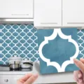 Blue Moroccan tile sticker, self-adhesive PVC wall sticker for kitchen home decor variant. - MSC162 / Glossy Film 15x15cm 10pcs