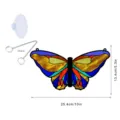 Stained glass butterfly hanging ornament with metal chain and suction cup for home decor. - TYU173