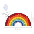 Rainbow stained glass window hanging suncatcher with metal chain and suction cup for home decor. - TYU178