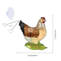 Stained acrylic chicken hanging decoration with chain and suction cup for home and window decor. - TYU168