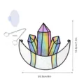 Stained acrylic crystal cluster moon window hanging with chain and suction cup for home decor. - TYU170