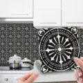 Black and white retro self adhesive PVC tile sticker, waterproof wall decor for kitchen. - MSC168 / Glossy Film 15x15cm 10pcs
