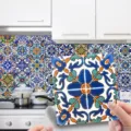 Moroccan style tile sticker waterproof self-adhesive kitchen and wall decor detail view - ET286