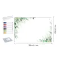 Hanging dry erase message board with green leaf design, markers and hooks, 30x20cm - With Hook + 80cm White Rope / TYU508 + 6 Pens