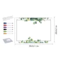 Acrylic hanging dry erase board detail view with eucalyptus leaf design and marker set. - With Hook + 80cm White Rope / TYU509 + 6 Pens