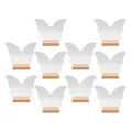 Clear acrylic butterfly table numbers with wooden base set for wedding event party display details. - Large Size 10 Pieces Pack