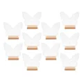 Números de mesa de mariposa de acrílico transparente con base de madera para bodas. - L / Paquete de 10, Con Base de Madera Pequeña