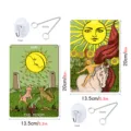 Detailed view showing tarot card wall hanging dimensions, sun and moon designs, and metal chains. - TYU452