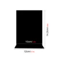 Vista detallada del soporte de mesa de acrílico negro que muestra medidas precisas. - 3mm de Espesor / Negro