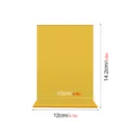 Vista detallada del soporte para carteles de acrilico transparente con dimensiones. - 2mm de Grosor / Dorado