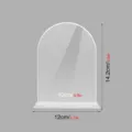 Clear acrylic arch sign stand detail view showing accurate product dimensions and measurements. - 2mm Thick / Clear