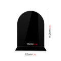 Black arch acrylic display stand detail view showing exact product dimensions 10x14.2cm. - 3mm Thickness / Black