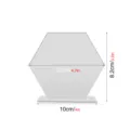 Detalle del soporte de exhibición hexagonal acrílico con dimensiones y medidas precisas. - BT306 (2mm) / Plata de Doble Cara