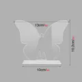 Decoración de escritorio de mariposa de acrílico transparente con soporte, detalles de dimensiones. - BT308 (2mm) / Transparente
