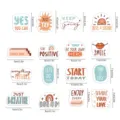 Kit d'autocollants de citations positives bohèmes avec motifs mignons et mesures. - Aimants de Réfrigérateur Magnétiques / CT139