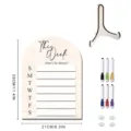 Detailed view of wooden weekly planner board, multi-color markers, stand, and magnets. - MZ761 / Includes 6 Pens + 4 Self-Adhesive Magnets
