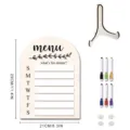 Wooden magnetic weekly menu board with stand, 6 dry erase markers and 4 magnets. - MZ762 / Includes 6 Pens + 4 Self-Adhesive Magnets