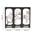 Miniature 3-panel folding screen tabletop decorative ornament with cherry blossom bird design - PF-XFB003 (Boxed)