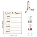Wooden weekly dinner menu planner board with stand markers magnets for kitchen decor 29x22cm - MZ763 / Includes 6 Pens + 4 Self-Adhesive Magnets