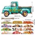 Set di decorazioni festive stagionali per camion in legno intercambiabili con magnete. - MZ989 - Modello C