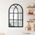 Arch window wall mirror detail, black frame decorative mirror sticker for room interior design. - MZ421-Style C