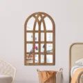 Wooden acrylic mirror wall sticker, arched window decorative wall art for living room bedroom - MZ423-Style B