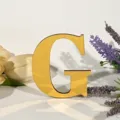 Houten acryl 3D letter G detail, levendige gele spiegelafwerking voor wanddecoratie. - Letter G / Goud