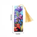 Transparent acrylic stained glass floral bookmark with elegant gold tassel detail view - SQTYU018