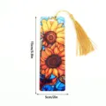 Acrylic sunflower bookmark with golden tassel, colorful stained glass reading page marker. - SQTYU019