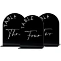 Black arch acrylic wedding table number sign with white printed text and sturdy base. - Large Size: Numbers 1-10 Set / BTU327: 3mm Black