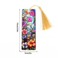 Translucent acrylic bookmark with colorful butterfly flower stained glass design gold tassel - SQTYU027