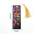 Colorful acrylic stained glass bookmark with butterfly floral design and gold tassel. - SQTYU028