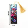Stained glass floral acrylic bookmark with gold tassel, beautiful translucent design 15x5cm. - SQTYU030